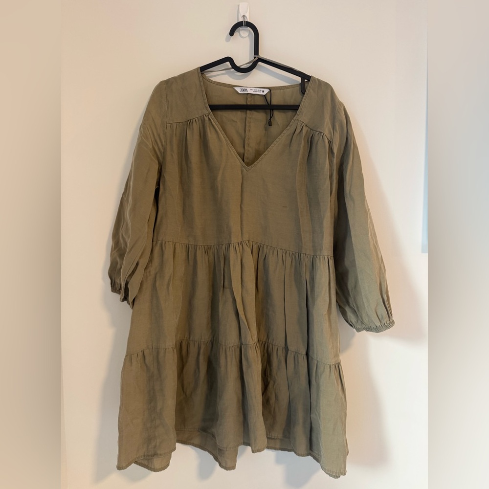 Zara Khaki Casual Dress
